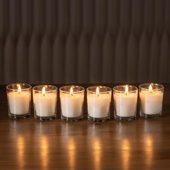 Housecret 24 Pack Warm White Unscented Clear Glass Filled Votive Candles. Hand
