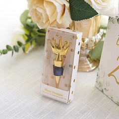 4″ Gold Crown Metal Wine Bottle Stopper Clear Gift Box Wedding Favor Party Event