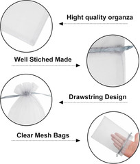 25PCS Grey Organza Bags 5×7 inches – Sheer Mesh Jewelry Pouches, Organza Gift Ba
