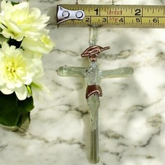 20 Pcs Hangable Crucifix Hand Blown Glass Mexican Art Work Religious Party Favor