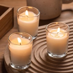 Housecret 24 Pack Warm White Unscented Clear Glass Filled Votive Candles. Hand