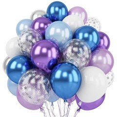 Balloon Bouquet Kit, 50 Pack Assorted Latex Metallic Blue Lavender White