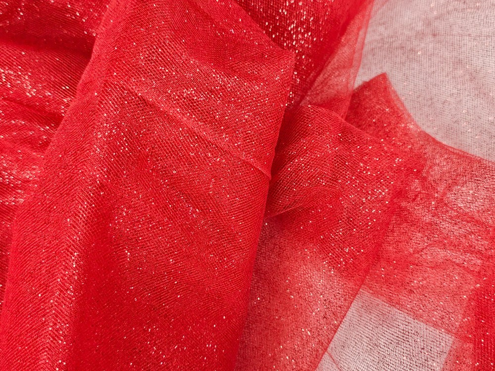 4 Yards Red Glitter Tulle Fabric Tutu Holiday Wedding Decoration 54″ Wide