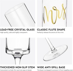 AW BRIDAL Mr and Mrs Champagne Flutes Set of 2, Engagement Bridal Shower Gifts f
