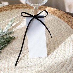 50 Name Cards Table Setting Black Place Cards Velvet Ribbon 4.13″X1.77″