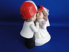 New Buffalo Bills Kissing Bride & Groom Wedding Cake Top figurine with cap