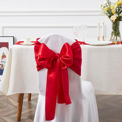 10 Pcs Red Satin Chair Sashes Bows Universal Chair Cover for Wedding Reception E