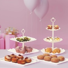 10 Pack Dessert Stand Set – 3 Two-Tier & 3 Three-Tier Cupcake Holders, Cookie Tr
