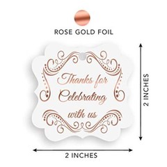 Fancy Frame Gift Tags, Thank You Tags, Rose Gold Foil Rose Gold Tags Frame 1