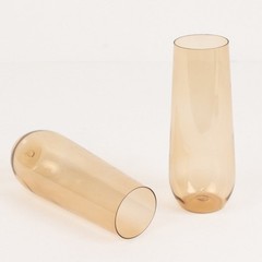 9 oz Amber Gold Stemless Plastic Champagne Flutes Disposable Party Tableware