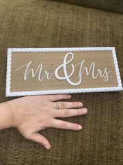Mr Mrs Wedding Wooden Sign Table Top Standing Decor Able To Hang (11.75×0.63×5)