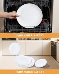 WONDERFUL 32pcs Plastic Plates Reusable Unbreakable Dinnerware Set Dishes White