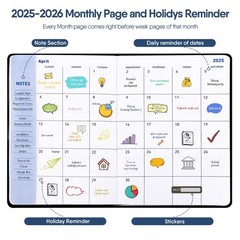 Samboo 2025-2026 Daily Work Teacher Student Planner Weekly and Monthly Leathe…