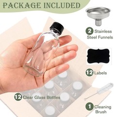 Showvigor 12 Pack 2oz Clear Glass Shot Bottles with Caps and…