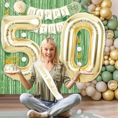 50 Balloon Number, 40 Inch Light Gold 50 Balloon Numbers, 50th Number 50