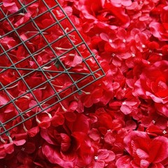 Red Silk Roses Hydrangea 11 sq ft UV Protected Wall Backdrop Vertical Panels