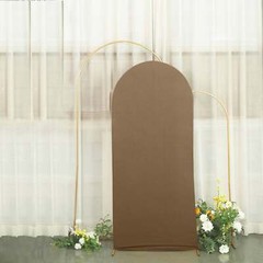 6 ft TAUPE Matte Fitted Spandex Round Top Arch Backdrop STAND COVER Party