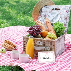 24 Pcs Pink Gingham Picnic Party Decoration Bow Place Cards 6 x 4 Inch Summer…