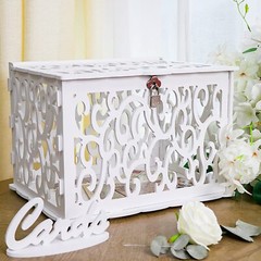 Wedding Card Box PVC Hollow Wedding Envelope Box with Lock and Card Sign Upgr…