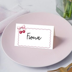 25 PCS Cherry Bow Wave Place Cards Tent Name Table Setting Food Label 031