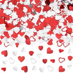 Valentines Day Confetti, Red Glitter Confetti Valentine’s Day Metallic Heart