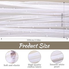 2 Pcs Pearl Table Runner, 10 Feet White Tulle Fabric Table Cloth 31 x 120 Inch