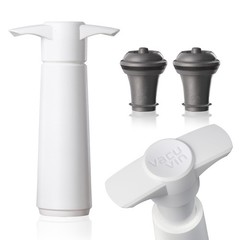 Vacu Vin Original Wine Saver with 2 Vacuum Bottle 1 Pump + 2 Stoppers, White