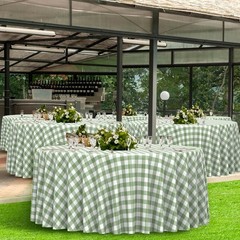 12 Pcs Sage Green Gingham Tablecloth Decorations, Disposable Round Green