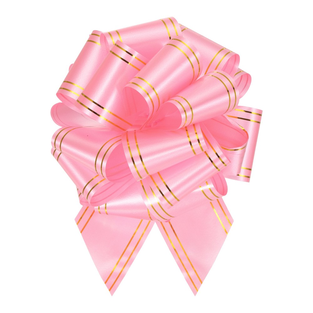 5pcs 4″ Large Pull Bow Metallic Pink Gift Wrapping Bows with Gold Edge