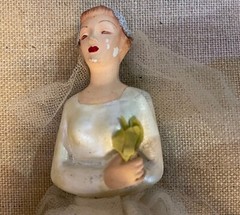 Vintage Chalk Ware? Bride Wedding Cake Topper UNIQUE Approx 11 inches tall