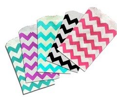 Mini Chevron 3×5″ Paper Bags, Goody Favor Colored Party, Pink, Purple, Blue Bags