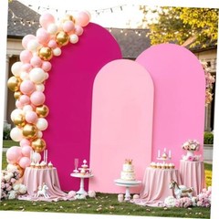 Set of 3 Arch Backdrop Covers(6ft, 5ft, 6FT,5FT,4FT Light Pink+Pink+Hot Pink
