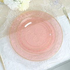 30 BLUSH 7.5″ Round Salad PLATES Hammered GOLD Trim Party Wedding Supplies