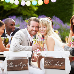 Blulu 2 Pieces He Asked She Said Yes Sign Wedding Engagement Brown, White