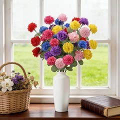 Artificial Spring Flowers with Green Eucalyptus Leaves 12 Pack Colorful Flora…