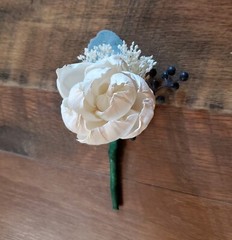 Dusty Blue Navy White Bridal Cascading Bouquet Bride Sola Wood Wedding Flowers