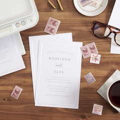Elegant Pearl White Wedding Invitation Kit – 50-Count, DIY Border Design, RSVP I