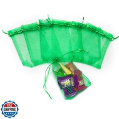 Bezall 50Pcs Green Organza Bags 5×7 Inch, Sheer Jewelry Bag Drawstring Christ