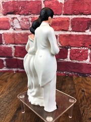 RARE Vintage 1950’s Porcelain WEDDING CAKE TOPPER BRIDE & GROOM Both In WHITE 7″