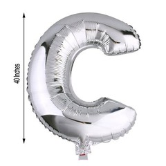 40″ SILVER Letter C Mylar Foil Balloon 1 pc Party BackDrop Decorations Supply