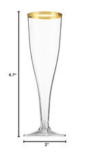 Munfix 50 Pack Gold Rimmed Plastic Champagne Flutes 5 Oz Clear Plastic Toasti…
