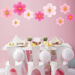 Pink Party Decorations Paper Flowers Decorations for Wall Classroom Paper Fan…