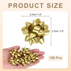 100Pcs 1.5″ Mini Star Gift Bows Metallic Bows Matte Gold