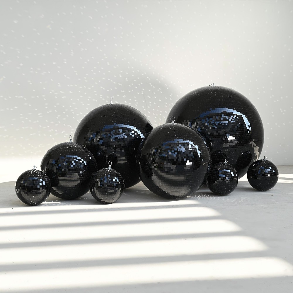 Yescom 8PCS Disco Ball 7″/12″/16″/20″/24″ for 70s 80s Party Events Wedding Black