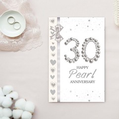 30 Year Anniversary Card for Wife Husband, Pearl Wedding Anniversary Card for…