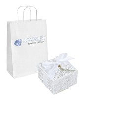 50 White Silver Medium Ribbon Wedding Favor Gift Boxes Party Event Candy Box