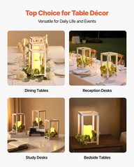 VEVOR 12 Set Wooden Wedding Lantern with LED Candles and Eucalyptus Wreath White