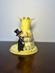 VINTAGE 1971 Wilton Bride & Groom Kissing On Tree Wedding Cake Topper Vase MCM