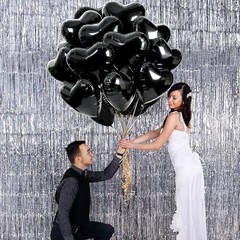 12 PCS Black Heart Balloons, 18 Inch Large Black Heart Foil 05-12pcs Deep Black