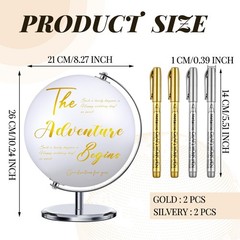 Saypacck World Globe Guest Book with 4 Pens silver stand, blank globe